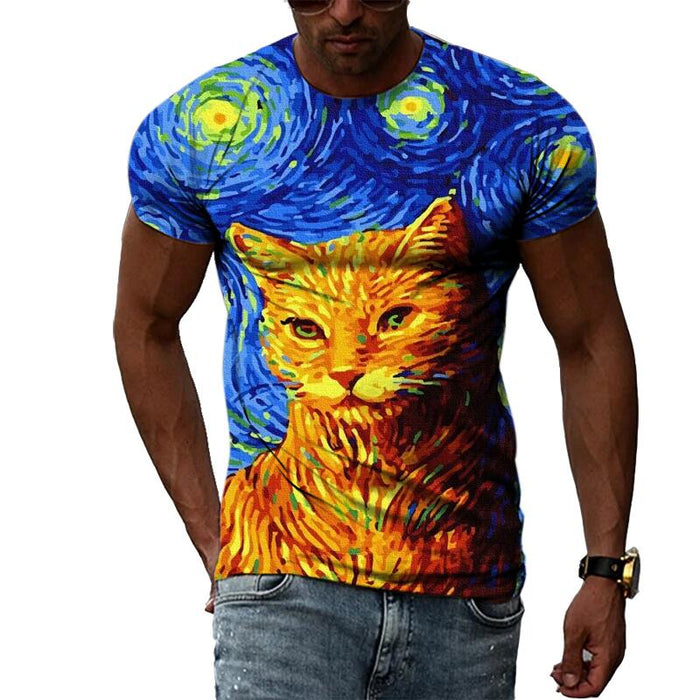 "A Starry Cat" Short-Sleeve Rashguard - Affordable Rashguards