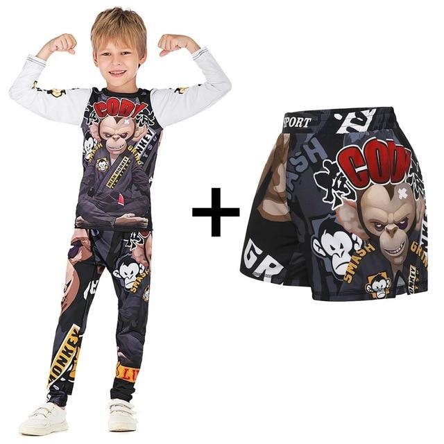 All-New! Kids "Evil Monkey" Rashguard-Spats-Shorts Set - Affordable Rashguards