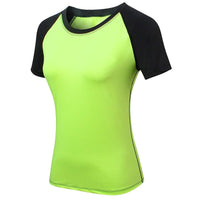 "Basic Colorblock" Lime & Black Women's Short-Sleeve Rashguard - Affordable Rashguards