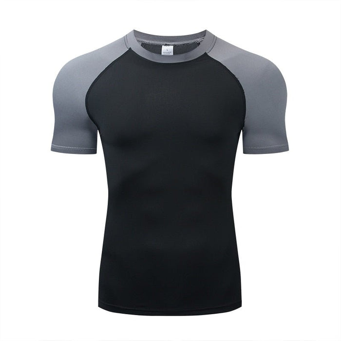 Basic Grey & Black Colorblock Short-Sleeve Rashguard - Affordable Rashguards