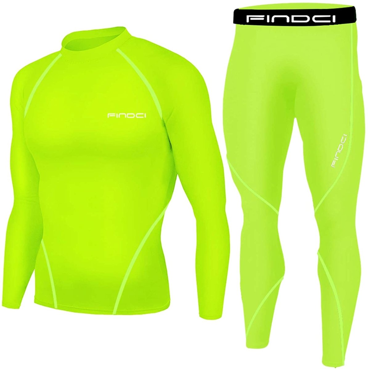 Basic Lime Long-Sleeve Rashguard & Spats Set - Affordable Rashguards