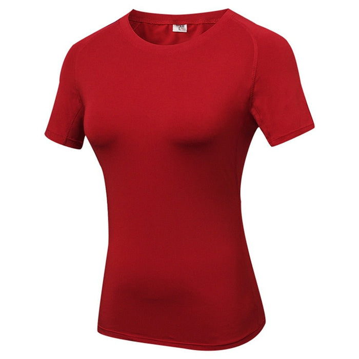 "Basic Red" Women's Short-Sleeve Rashguard - Affordable Rashguards