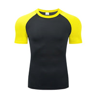 Basic Yellow & Black Colorblock Short-Sleeve Rashguard - Affordable Rashguards