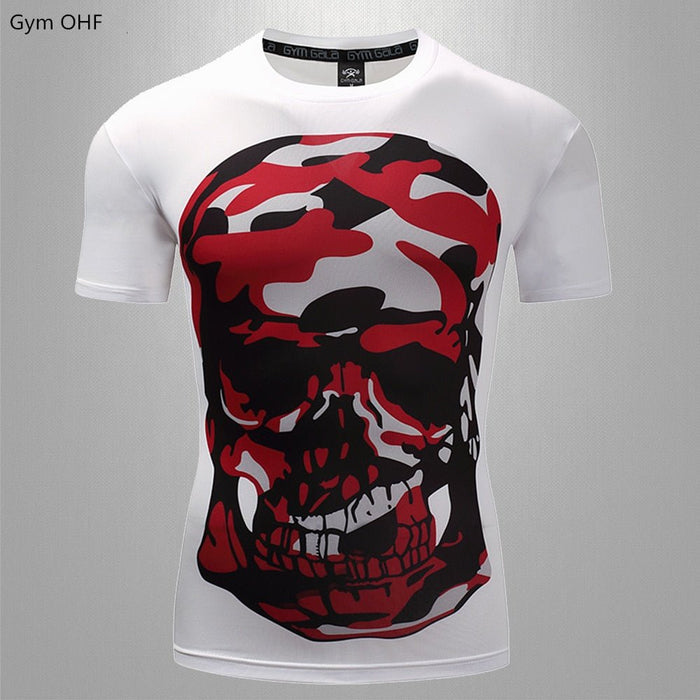 "Camo Skull" Kids Red/White Short-Sleeve Rashguard - Affordable Rashguards