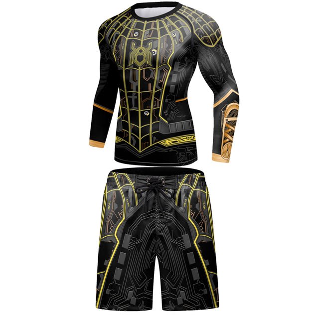 "Golden Insect" Long-Sleeve Rashguard & Shorts Set - Affordable Rashguards