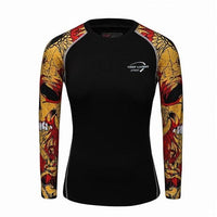 "Golden Skull" Women's Long-Sleeve Rashguard - Affordable Rashguards