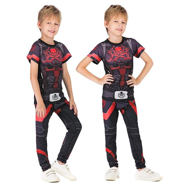 Kids Black & Red Superhero-Style Rashguard & Spats - Affordable Rashguards