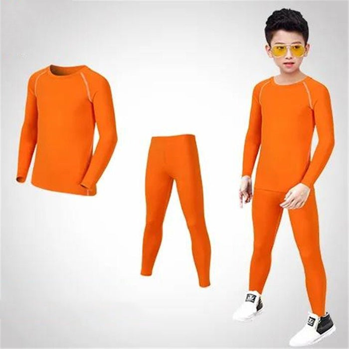 Kids Orange Basic Long-Sleeve Rashguard & Spats Set - Affordable Rashguards