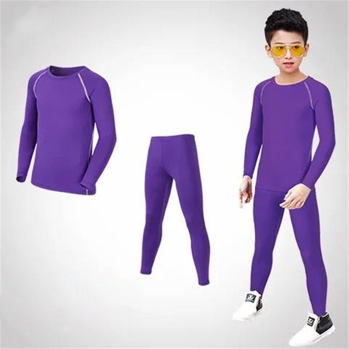 Kids Purple Basic Long-Sleeve Rashguard & Spats Set - Affordable Rashguards