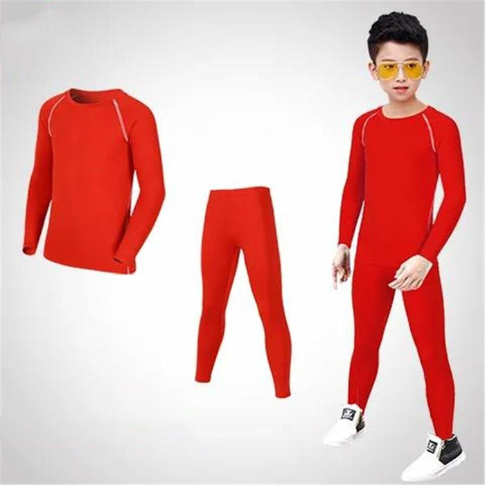 Kids Red Basic Long-Sleeve Rashguard & Spats Set - Affordable Rashguards