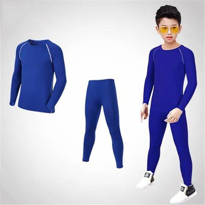 Kids Royal Blue Basic Long-Sleeve Rashguard & Spats Set - Affordable Rashguards