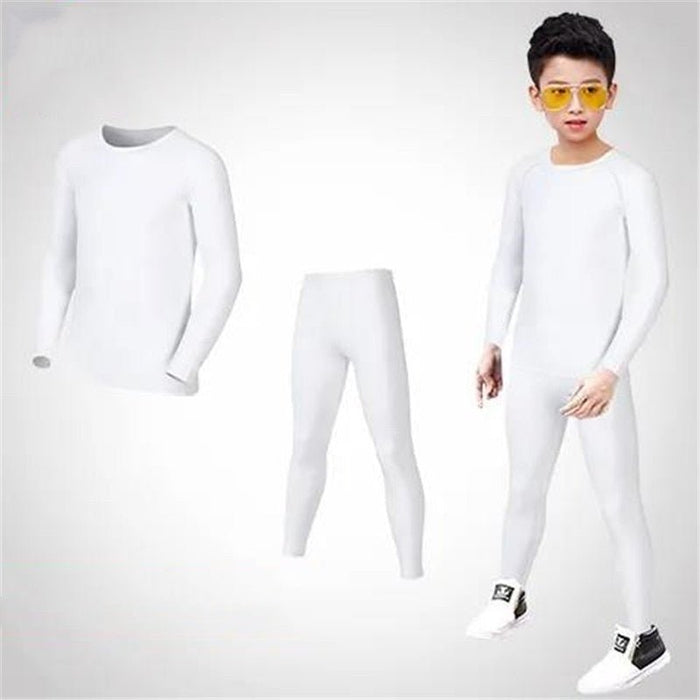 Kids White Basic Long-Sleeve Rashguard & Spats Set - Affordable Rashguards