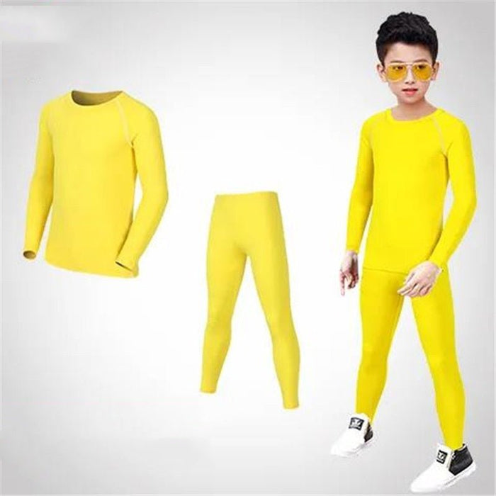 Kids Yellow Basic Long-Sleeve Rashguard & Spats Set - Affordable Rashguards