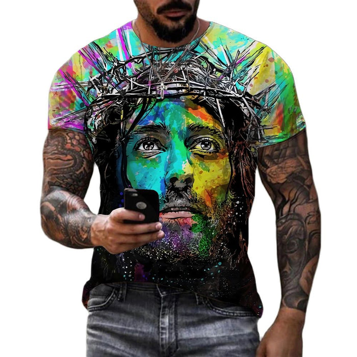 "Rainbow Jesus" Short-Sleeve Rashguard - Affordable Rashguards
