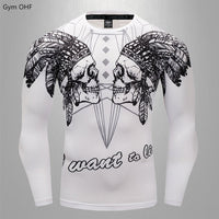 "Twin Skulls" Kids Long-Sleeve Rashguard - Affordable Rashguards